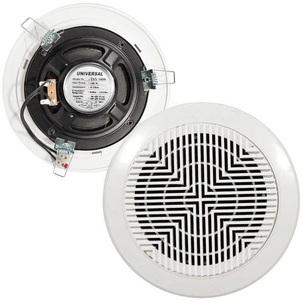 Unıversal Tsy-1600 Alçıpan Tavan Hoparlör 16Cm 100 Watt Beyaz ürün görseli 1