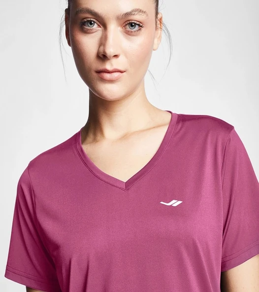 Lescon 24S-2208-24B Kadın V Yaka Kısa Kollu T-shirt ürün görseli 1