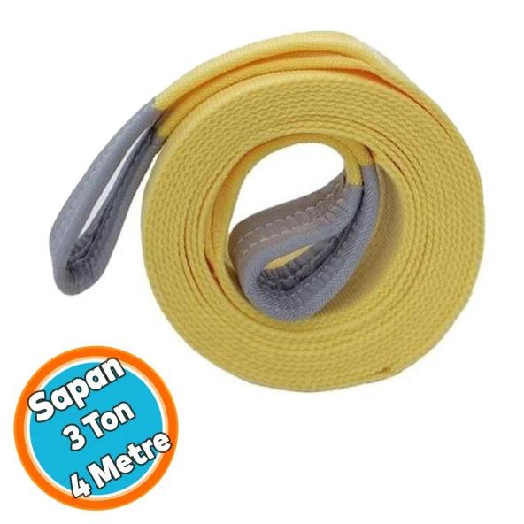 Sapan Polyester Spanzet 3 Ton 4 Metre Sarı Sağlam Yük Kaldırma Taşıma İndirme Halat ürün görseli 1