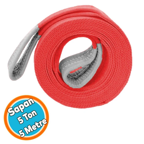 Sapan Polyester Spanzet 5 Ton 5 Metre Kırmızı Sağlam Yük Kaldırma Taşıma İndirme Halat ürün görseli 1