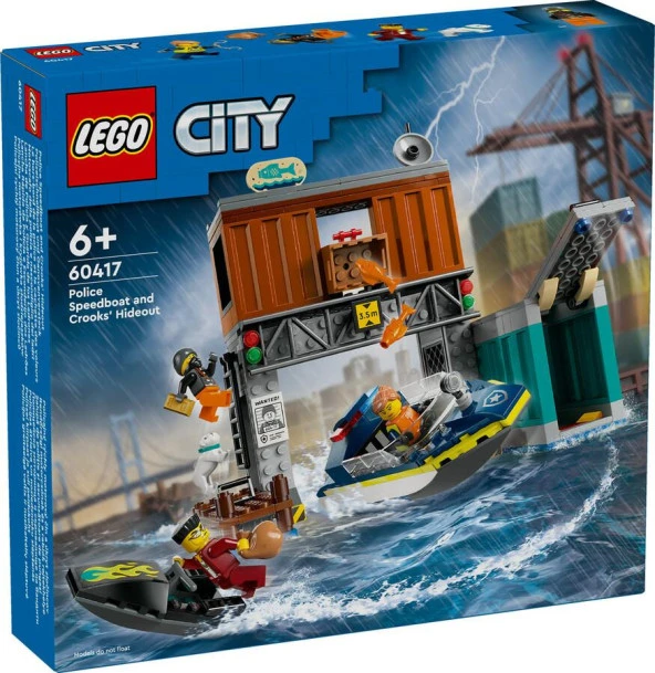 LEGO City 60417 Police Speedboat and Crooks' Hideout ürün görseli 1