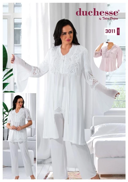 Duchesse 3011 Hamile Lohusa 3 Lü Pijama Sabahlık ürün görseli 1