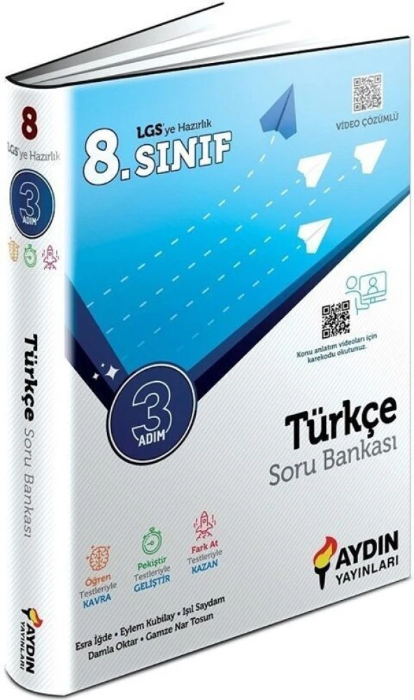 Aydın Yayınları 8. Sınıf LGS Türkçe Üç Adım Soru Bankası ürün görseli 1