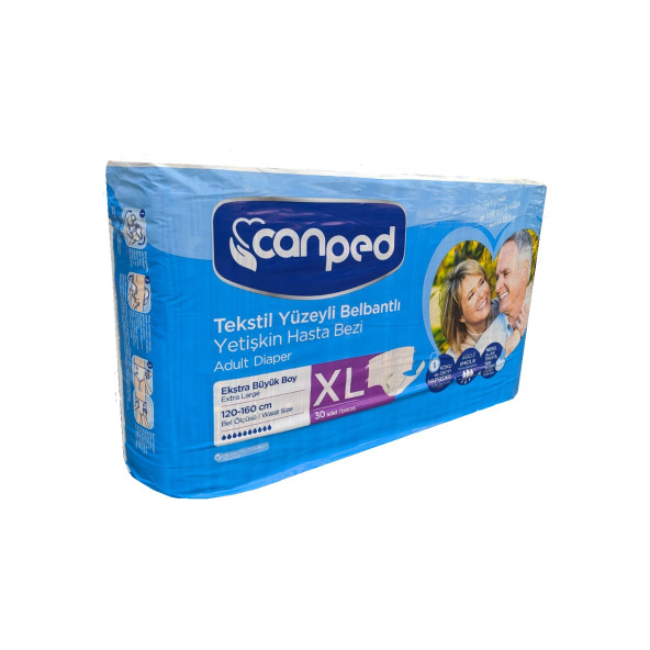 Canped Tekstil Yüzeyli Belbantlı Ekstra Büyük Boy XL 30'lu Hasta Bezi ürün görseli 1