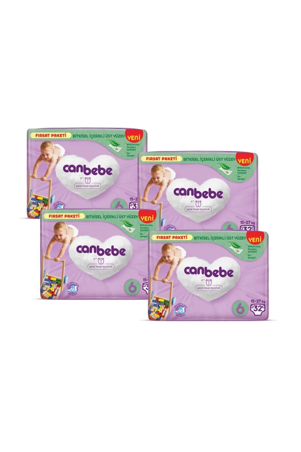 Canbebe Bebek Bezi Fırsat Paketi 6 Beden Xl (15-27 KG) 32 Li X 4 ürün görseli 1