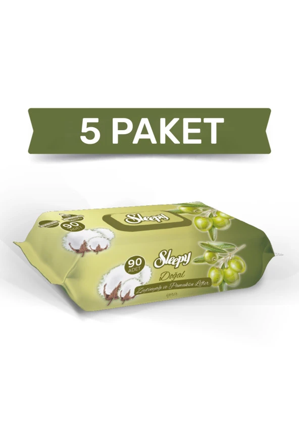 Sleepy Zeytinyağlı Islak Havlu 5x90=450 Yaprak ürün görseli 1