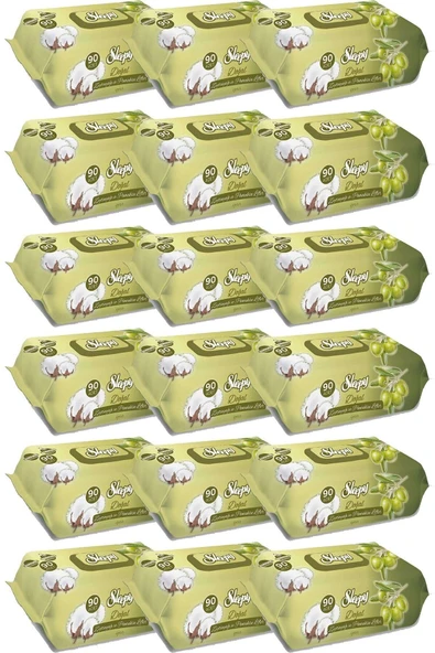 Sleepy Doğal Zeytinyağı Ve Pamuksu Lifler Islak Mendil 18 x 90'lı ürün görseli 1
