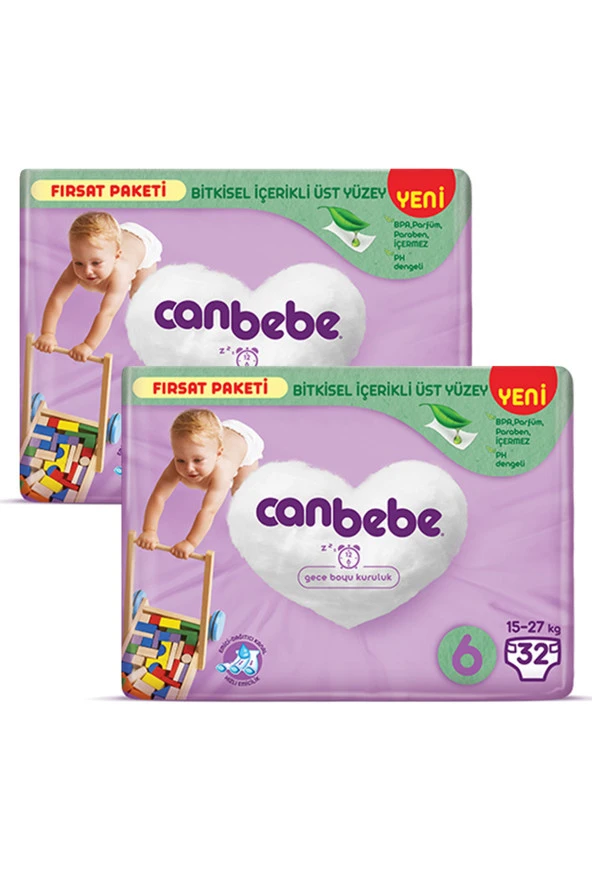 Canbebe Bebek Bezi Fırsat Paketi 6 Beden Xl (15-27 KG) 32 Li X 2 ürün görseli 1
