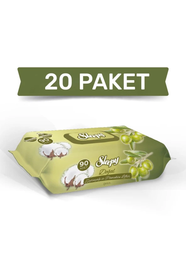 Sleepy Zeytinyağlı Islak Havlu 20x90=1800 Yaprak ürün görseli 1