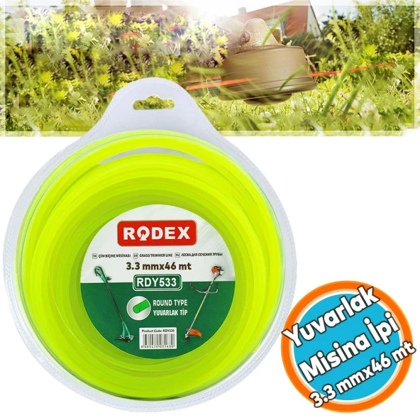 Misina Motorlu Tırpan Yuvarlak Misina 3.3 mm 46 Metre Çim Ot Biçme Teli ürün görseli 1