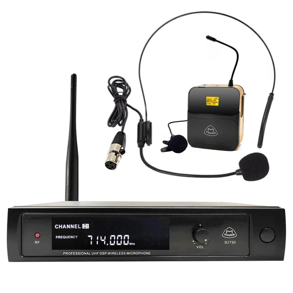 Uhf Kablosuz Mikrofon 1 Yaka 1 Headset Cooma B-2798 ürün görseli 1