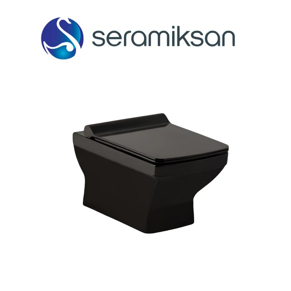 Seramiksan Silva Kanallı Parlak Siyah Asma Klozet A041043H, Seramiksan Silva Yavaş Kapak ürün görseli 1