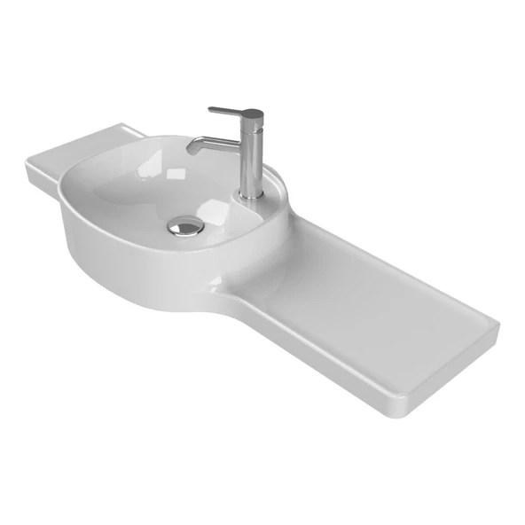 Turkuaz Cerastyle Harmony Etajer Uyumlu Beyaz Lavabo 100x37 Cm 044000-u ürün görseli 1
