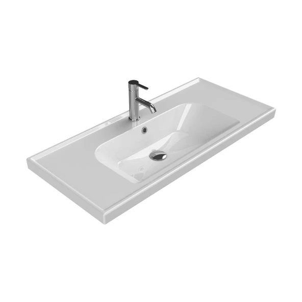 Turkuaz Cerastyle Frame Etajer Uyumlu Beyaz Lavabo 100x45 Cm 031400-u ürün görseli 1