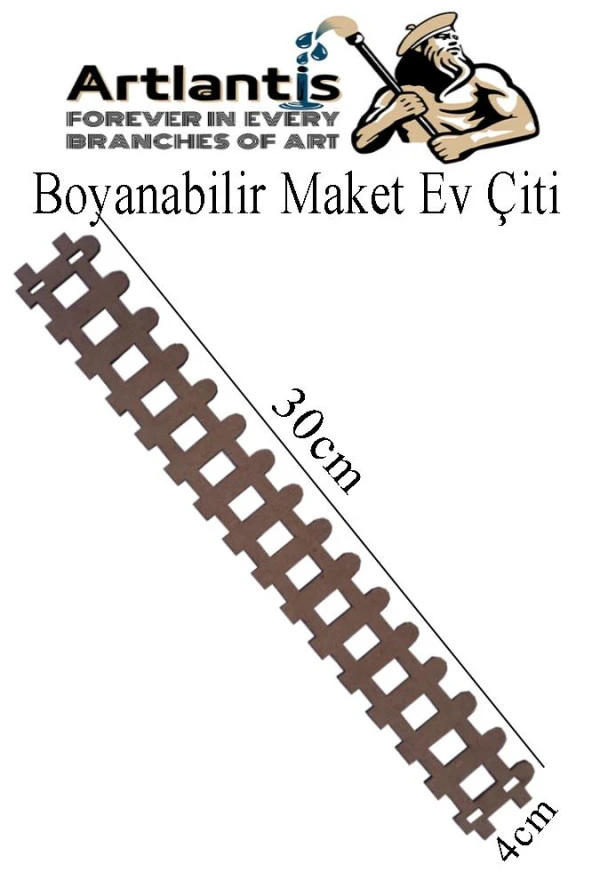 Boyanabilir Ahşap Maket Çit 1 Adet 30x4 cm Dekoratif Minyatür Bahçe Çiti Proje Tasarım Okul Hobi ürün görseli 1