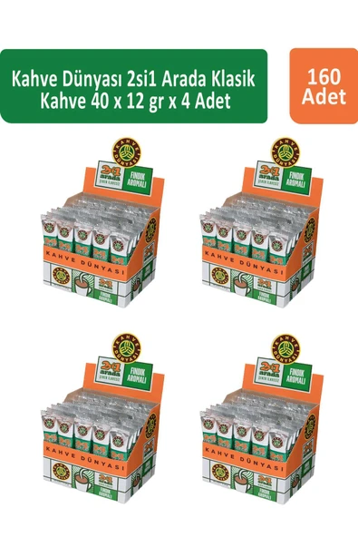 Kahve Dünyası 2si1 Arada Fındık Aromalı Kahve  40 x 12 gr x 4 Adet ürün görseli 1