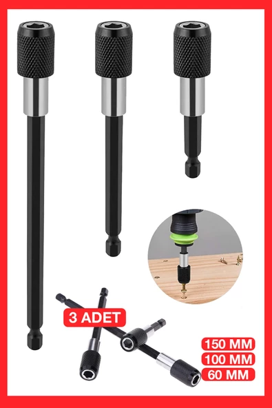 Profesyonel  Paslanmaz Vanadium Çelik   6 10 15 Cm 3 Lü Bits Uzatma Adaptörü 3 lü Takım ürün görseli 1