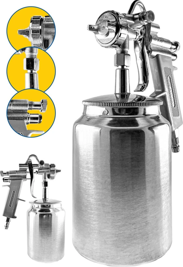 Proxtech Craftex Profesyonel Aluminyum Pnömatik  Atomizer  1000 Ml 45psı Boya Püskürtücü Tabancası ürün görseli 1