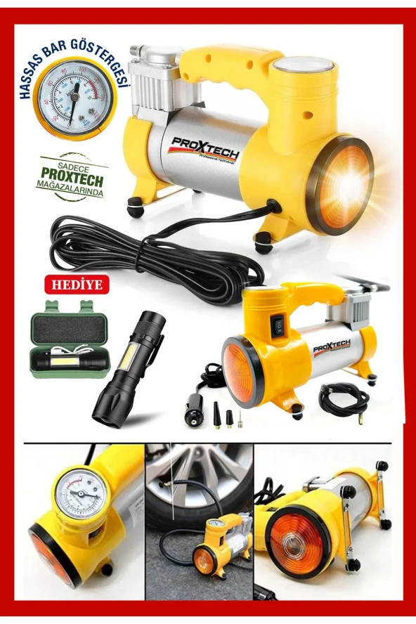 Pratik 12V Full Taşınabilir 150 Psı Araba Oto Araç Lastik Şişirme Pompası Metal Gövde Kompresör Set ürün görseli 1