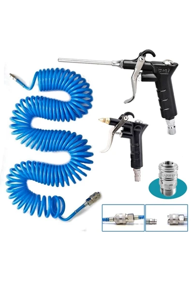 PROXTECH Kompresör Spiral Hava Hortumu 8 mm 15 mt Hava Jakı  Hava Tabancası Recor 3 PCS Seti ürün görseli 1