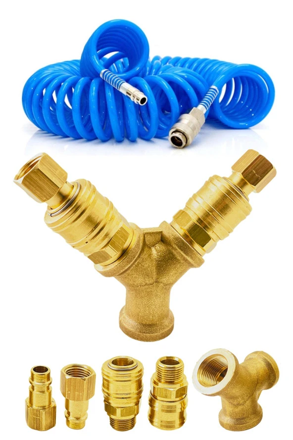Yüksek Kalite Havalı Kompresörler için 2'li Dağıtıcı ve Hava Giriş Rekorları 3/8'' 15 Metre Hortum ürün görseli 1