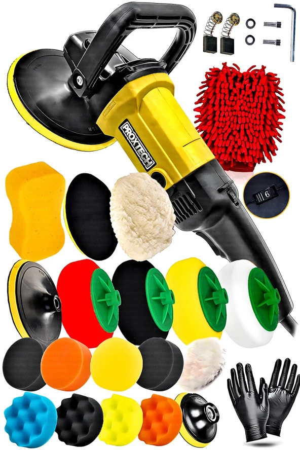 Premium 6 Kademeli Devirli  Sünger Setli Zımpara Pasta Cila  Büyük Polisaj Makinesi  Ful Takım ürün görseli 1
