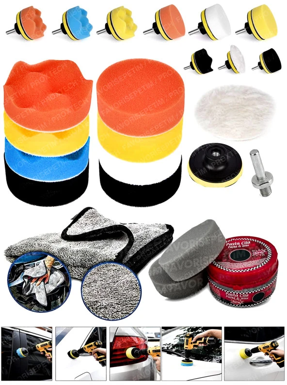 Pro15Pcs 115mm Pasta Cila Polisaj Süngeri,Fırça MikrofiberBez,Pastacila Sünger Matkap Parlatma Seti ürün görseli 1