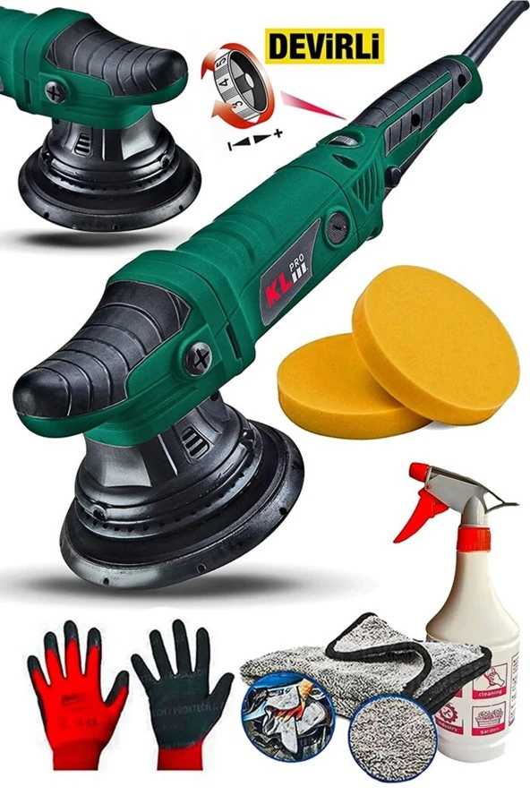 Premium Klpj7171 720 W 150 Mm Profesyonel Orbital Polisaj Makinesi Yedek Kömür full Set Hediye ürün görseli 1