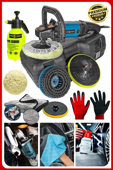 PROXTECH Premium Profesyonel 6 Kademeli Devirli Koltuk Yıkama Zımpara Pasta Cila Polisaj Makinesi Ful Set ürün görseli 1