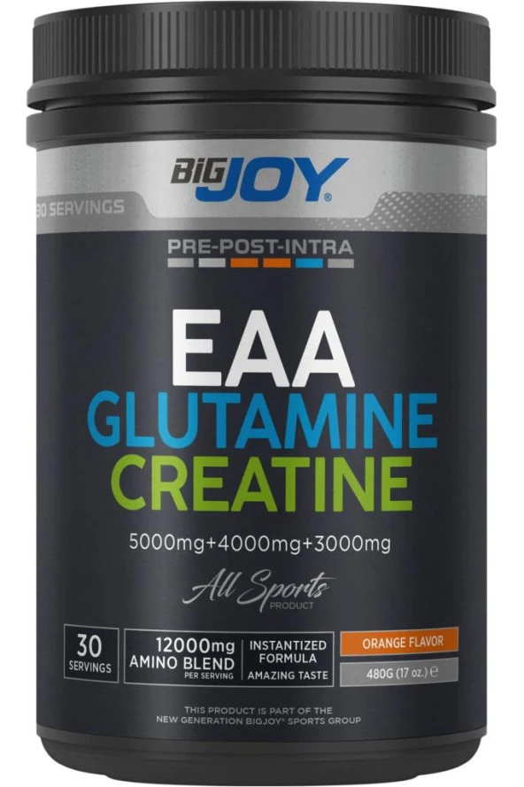 Bigjoy  EAA+Glutamin+Kreatin Portakal 480g-3gr Creatine+4gr Glutamine+5gr Essansiyel Amino Asitler ürün görseli 1