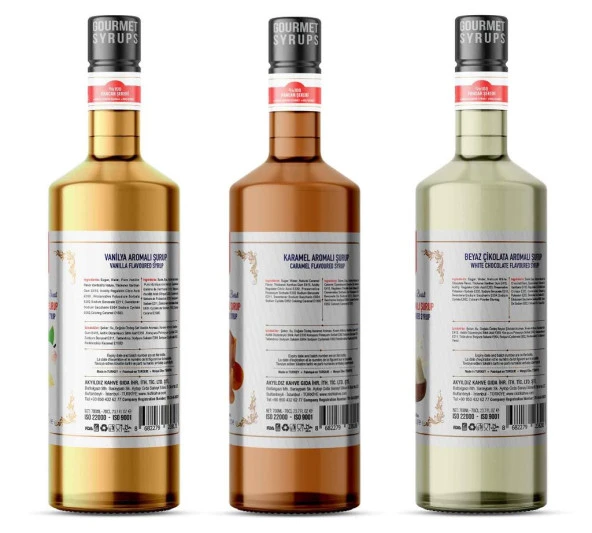Nish Vanilya Karamel Beyaz Çikolata Şurupları 3 x 700 ML - P ürün görseli 1