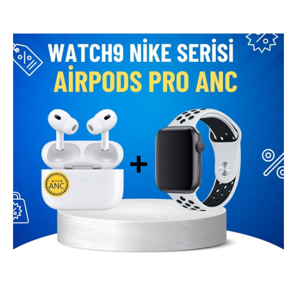 İkili Set Watch Watch9  Serisi 45mm Çift Kordon+Air Pro ANC Premium ürün görseli 1