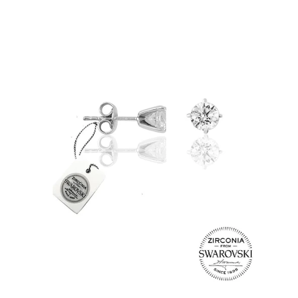 Orijinal Swarovski Tek Taş Gümüş Küpe ürün görseli 1