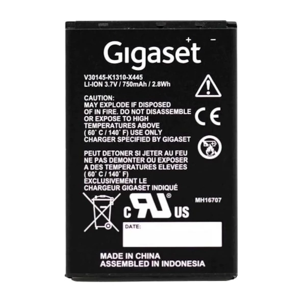 Gigaset SL450 GO SL450 SL400 SL780 SL785 SL788 Batarya V30145-K1310-X445 3.7V 750mAh Li-Ion Şarjlı Yedek Pil ürün görseli 1