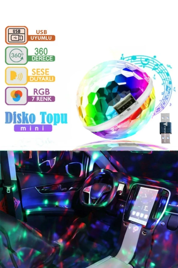 Sese Duyarlı Usb Rgb Ledli Disco Topu Disko Topu 5w ürün görseli 1