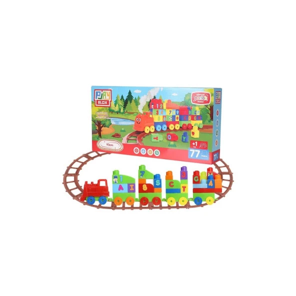 Asya Oyuncak Playblox Tren Seti 77 Parça Parça Sayılar ve Alfabe Treni Parlak Renkler Mega Blok Seti ürün görseli 1