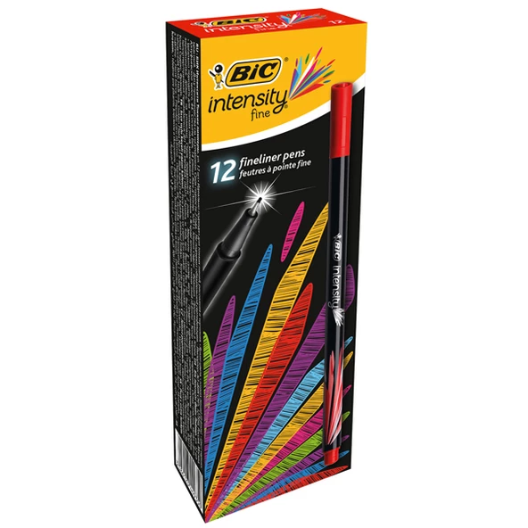 Bic Keçe Uç Kalem İnterstiy Fine Liner İnce Uçlu Kalem Kırmızı (12 Li Paket) ürün görseli 1