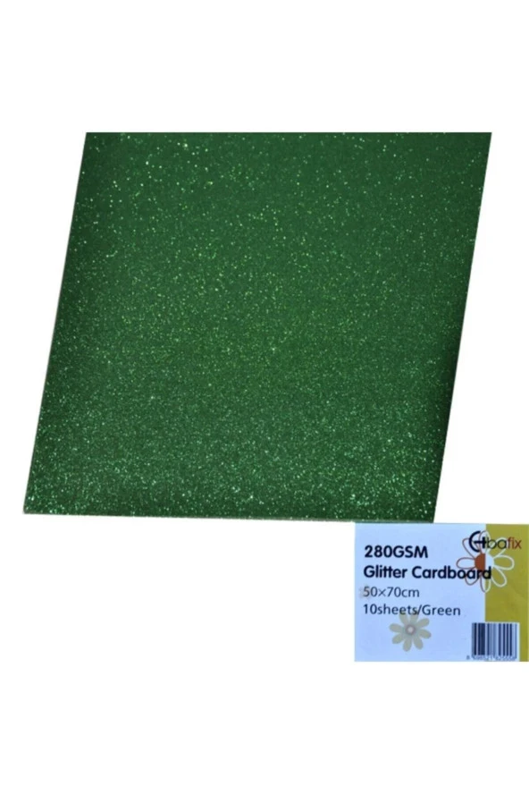 Bafix Simli Karton 50x70 CM Yeşil Simli Karton (10 Lu Paket) ürün görseli 1