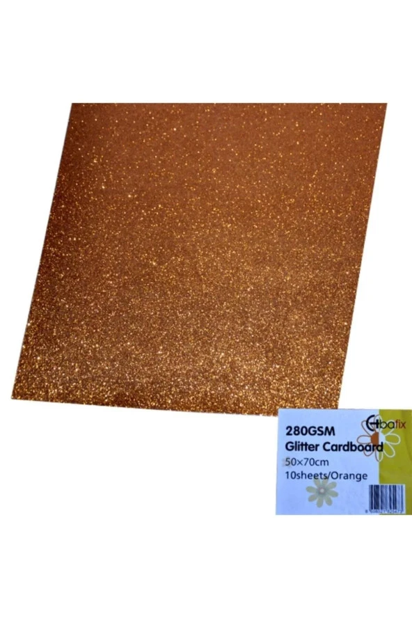 Bafix Simli Karton 50x70 CM Turuncu Simli Karton (10 Lu Paket) ürün görseli 1