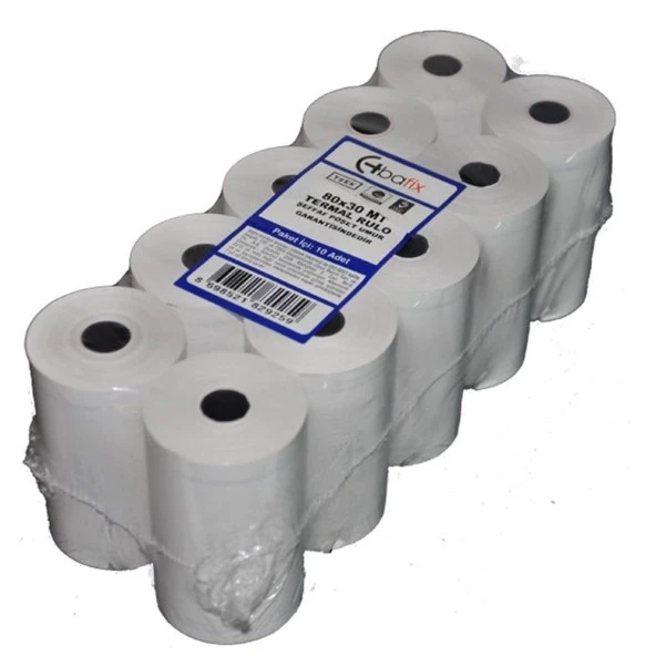 Bafix Yazar Kasa Rulosu Termal 80 x 30 Metre Termal Yazar Kasa Pos Rulosu (10 Lu Paket) ürün görseli 1