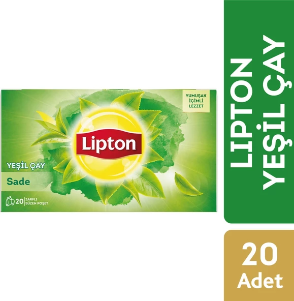 Lipton Yeşil Çay Sade Süzen Poşet Çay 20 x 1.5 G ürün görseli 1