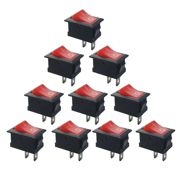 10 Adet - On-Off Anahtar Kırmızı, KCD1-101, Mini Aç Kapa Anahtar ürün görseli 1