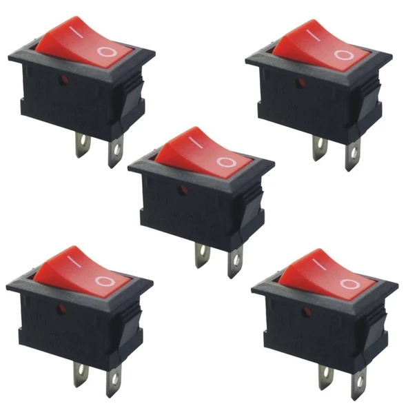 5 Adet - On-Off Anahtar Kırmızı, KCD1-101, Mini Aç Kapa Anahtar ürün görseli 1