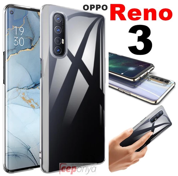 Oppo Reno 3 Ultra İnce Esnek Şeffaf Süper Silikon Kılıf ürün görseli 1