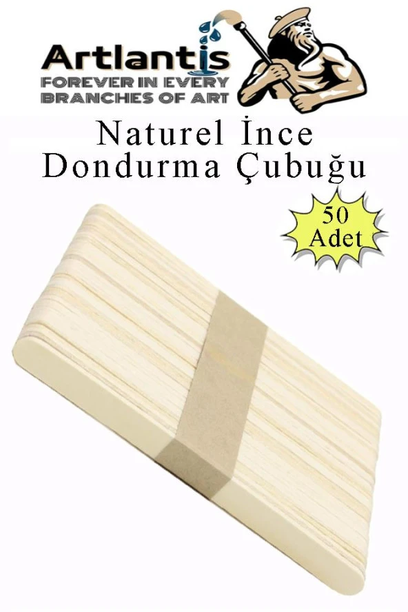 Dar Dil Çubuğu 50 Adet Ahşap Dondurma Çubuğu Naturel Maket Hobi Okul Proje Tasarım ürün görseli 1