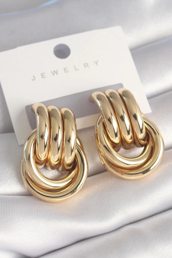 Pirinç Gold Renk Sarmal Model Kadın Küpe - EBJ240510W23837 ürün görseli 1