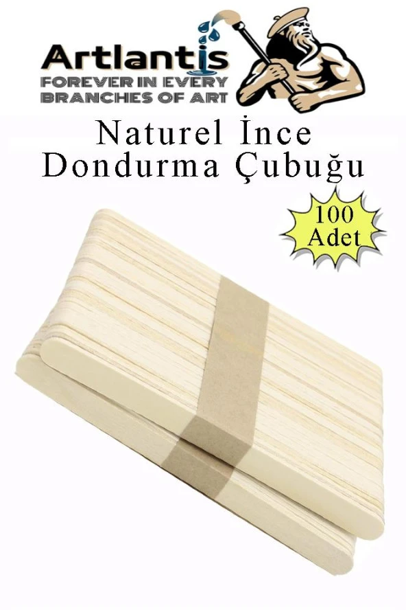 Dar Dil Çubuğu 100 Adet Ahşap Dondurma Çubuğu Naturel Maket Hobi Okul Proje Tasarım ürün görseli 1