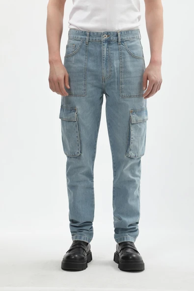 Erkek Kargo Cep Jean Pantolon - Resim 12