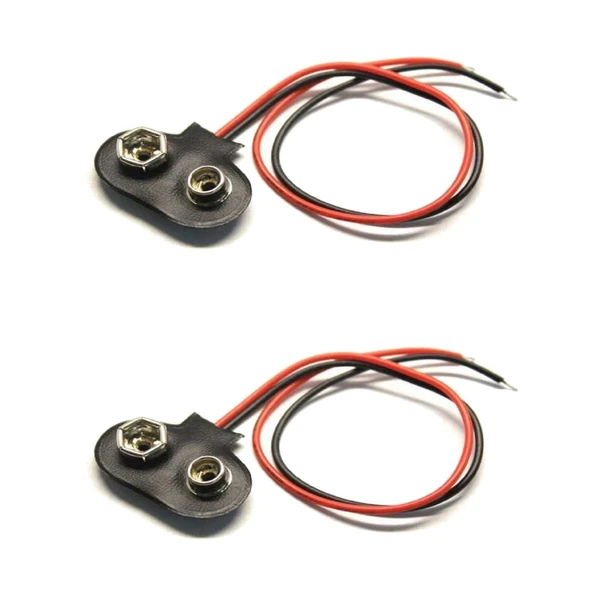 2 Adet - 9V Pil Başlığı Bağlantı Kablosu Jack Soket 9Volt Arduino ürün görseli 1