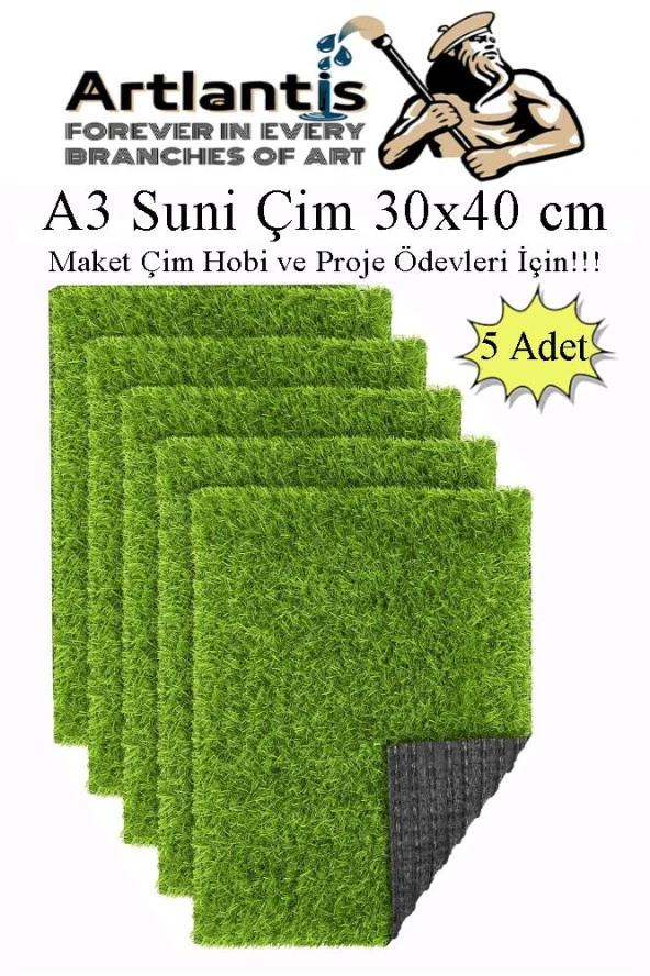 Yapay Çim A3 30x40 cm 5 Adet A3 Boyutunda Maket Çim Dekorati Yapay Çim Halı Teraryum Suni Çim ürün görseli 1